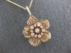 ESTATE LARGE .52CT DIAMOND 18KT ROSE GOLD 3D CLASSIC FLOWER ROSE LOVE PENDANT