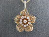ESTATE LARGE .52CT DIAMOND 18KT ROSE GOLD 3D CLASSIC FLOWER ROSE LOVE PENDANT