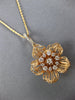 ESTATE LARGE .52CT DIAMOND 18KT ROSE GOLD 3D CLASSIC FLOWER ROSE LOVE PENDANT