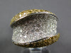 WIDE 2.60CT WHITE & FANCY YELLOW DIAMOND 18KT 2 TONE GOLD 3D MULTI WAVE FUN RING