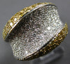 WIDE 2.60CT WHITE & FANCY YELLOW DIAMOND 18KT 2 TONE GOLD 3D MULTI WAVE FUN RING