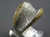 WIDE 2.60CT WHITE & FANCY YELLOW DIAMOND 18KT 2 TONE GOLD 3D MULTI WAVE FUN RING
