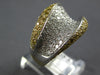 WIDE 2.60CT WHITE & FANCY YELLOW DIAMOND 18KT 2 TONE GOLD 3D MULTI WAVE FUN RING