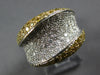 WIDE 2.60CT WHITE & FANCY YELLOW DIAMOND 18KT 2 TONE GOLD 3D MULTI WAVE FUN RING