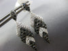 LARGE 1.0CT WHITE & BLACK DIAMOND 14K WHITE GOLD MULTI LEAF FUN HANGING EARRINGS