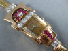 ANTIQUE CHALET .95 DIAMOND & AAA RUBY 14KT TRI COLOR GOLD ART DECO WATCH #2291