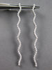 LARGE 1.0CT DIAMOND 14KT WHITE GOLD 3D CLASSIC ELONGATED WAVE HANGING EARRINGS