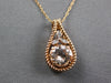 1.27CT DIAMOND & AAA MORGANITE 14KT ROSE GOLD FLOWER FILIGREE TEAR DROP PENDANT