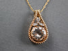 1.27CT DIAMOND & AAA MORGANITE 14KT ROSE GOLD FLOWER FILIGREE TEAR DROP PENDANT