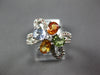 LARGE 2.09CT DIAMOND & AAA MULTI COLOR SAPPHIRE 18KT WHITE GOLD FLOWER LOVE RING
