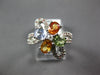 LARGE 2.09CT DIAMOND & AAA MULTI COLOR SAPPHIRE 18KT WHITE GOLD FLOWER LOVE RING