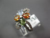 LARGE 2.09CT DIAMOND & AAA MULTI COLOR SAPPHIRE 18KT WHITE GOLD FLOWER LOVE RING