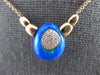 LARGE .15CT DIAMOND & AAA OPAL 14K ROSE GOLD FILIGREE TEAR DROP V SHAPE NECKLACE