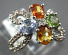 LARGE 2.09CT DIAMOND & AAA MULTI COLOR SAPPHIRE 18KT WHITE GOLD FLOWER LOVE RING