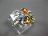 LARGE 2.09CT DIAMOND & AAA MULTI COLOR SAPPHIRE 18KT WHITE GOLD FLOWER LOVE RING