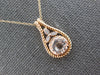 1.27CT DIAMOND & AAA MORGANITE 14KT ROSE GOLD FLOWER FILIGREE TEAR DROP PENDANT