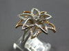 ESTATE LARGE .52CT DIAMOND 14KT WHITE AND ROSE GOLD 3D DOUBLE FLOWER FUN RING