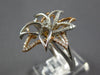 ESTATE LARGE .52CT DIAMOND 14KT WHITE AND ROSE GOLD 3D DOUBLE FLOWER FUN RING