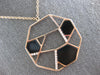 ESTATE LARGE .25CT DIAMOND & AAA ONYX 14KT ROSE GOLD 3D HEXAGON LOVE NECKLACE