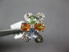 LARGE 2.09CT DIAMOND & AAA MULTI COLOR SAPPHIRE 18KT WHITE GOLD FLOWER LOVE RING