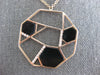 ESTATE LARGE .25CT DIAMOND & AAA ONYX 14KT ROSE GOLD 3D HEXAGON LOVE NECKLACE