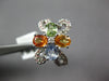 LARGE 2.09CT DIAMOND & AAA MULTI COLOR SAPPHIRE 18KT WHITE GOLD FLOWER LOVE RING