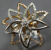 ESTATE LARGE .52CT DIAMOND 14KT WHITE AND ROSE GOLD 3D DOUBLE FLOWER FUN RING