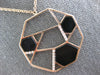 ESTATE LARGE .25CT DIAMOND & AAA ONYX 14KT ROSE GOLD 3D HEXAGON LOVE NECKLACE