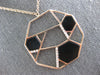 ESTATE LARGE .25CT DIAMOND & AAA ONYX 14KT ROSE GOLD 3D HEXAGON LOVE NECKLACE