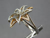 ESTATE LARGE .52CT DIAMOND 14KT WHITE AND ROSE GOLD 3D DOUBLE FLOWER FUN RING