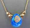 LARGE .15CT DIAMOND & AAA OPAL 14K ROSE GOLD FILIGREE TEAR DROP V SHAPE NECKLACE