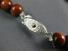 ESTATE LARGE GOLDSTONE STAINLESS STEEL 3D BEAD NECKLACE #27097
