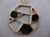 ESTATE LARGE .25CT DIAMOND & AAA ONYX 14KT ROSE GOLD 3D HEXAGON LOVE NECKLACE