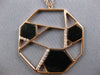 ESTATE LARGE .25CT DIAMOND & AAA ONYX 14KT ROSE GOLD 3D HEXAGON LOVE NECKLACE