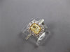 1.27CT WHITE & CANARY DIAMOND 18K 2 TONE GOLD 3D CUSHION & ROUND ENGAGEMENT RING