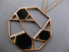 ESTATE LARGE .25CT DIAMOND & AAA ONYX 14KT ROSE GOLD 3D HEXAGON LOVE NECKLACE