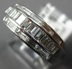 WIDE 1.10CT DIAMOND 18KT WHITE GOLD 3D BAGUETTE CHANNEL WEDDING ANNIVERSARY RING