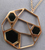 ESTATE LARGE .25CT DIAMOND & AAA ONYX 14KT ROSE GOLD 3D HEXAGON LOVE NECKLACE