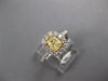 1.27CT WHITE & CANARY DIAMOND 18K 2 TONE GOLD 3D CUSHION & ROUND ENGAGEMENT RING