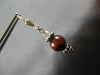 ESTATE AAA BROWN ONYX & CRYSTAL 925 STERLING SILVER HANGING EARRINGS #27096