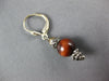 ESTATE AAA BROWN ONYX & CRYSTAL 925 STERLING SILVER HANGING EARRINGS #27096