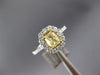 1.27CT WHITE & CANARY DIAMOND 18K 2 TONE GOLD 3D CUSHION & ROUND ENGAGEMENT RING