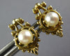 ANTIQUE AAA SOUTH SEA PEARL 14K YELLOW GOLD 3D FILIGREE STUD EARRINGS #26754