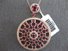 LARGE 4.11CT DIAMOND & AAA RUBY 14KT ROSE GOLD CIRCULAR SUNBURST FLOWER NECKLACE