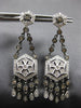 1.62CT WHITE & CHOCOLATE FANCY DIAMOND 14KT WHITE GOLD HEXAGON HANGING EARRINGS