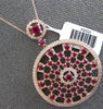 LARGE 4.11CT DIAMOND & AAA RUBY 14KT ROSE GOLD CIRCULAR SUNBURST FLOWER NECKLACE