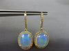 LARGE 8.13CT DIAMOND & AAA OPAL 14KT YELLOW GOLD 3D OVAL HALO HANGING EARRINGS