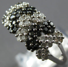 1.0CT WHITE & BLACK DIAMOND 14KT WHITE GOLD 3D MULTI HEART SIDEWAYS LOVE RING