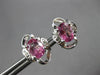 2CT DIAMOND & AAA PINK SAPPHIRE 14K WHITE GOLD OVAL & ROUND FLOWER STUD EARRINGS