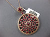 LARGE 4.11CT DIAMOND & AAA RUBY 14KT ROSE GOLD CIRCULAR SUNBURST FLOWER NECKLACE